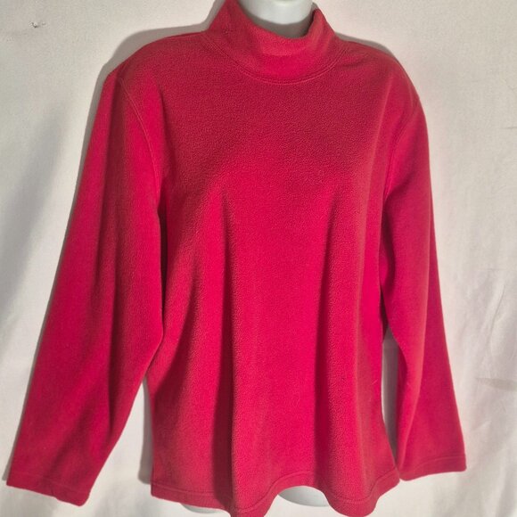 Blair Sweaters - BLAIR red fleece sweater/jacket, turtleneck, in size Large